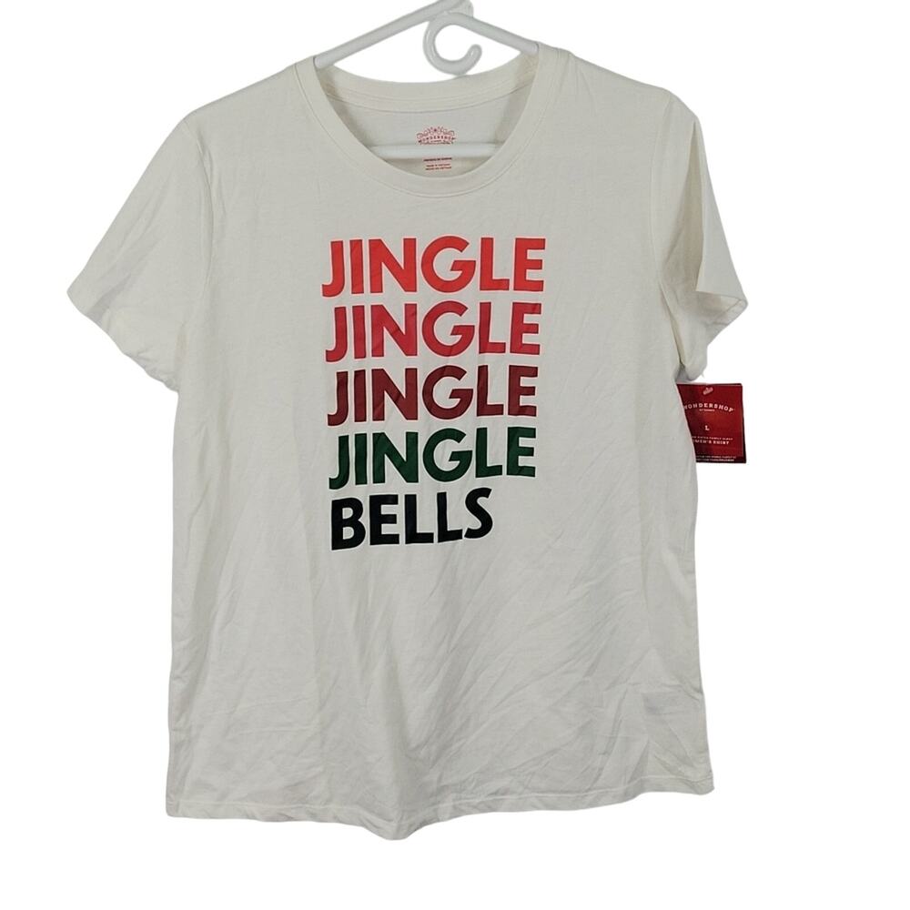 Wondershop Short Sleeve Tee Jingle Bells Print, Sz L, NWT #BundleAndSave
